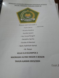 MAKALAH SOSIOLOGI MENGENAI PENGARUH APLIKASI TIKTOK TERHADAP TERHADAP PERILAKU ANAK SD